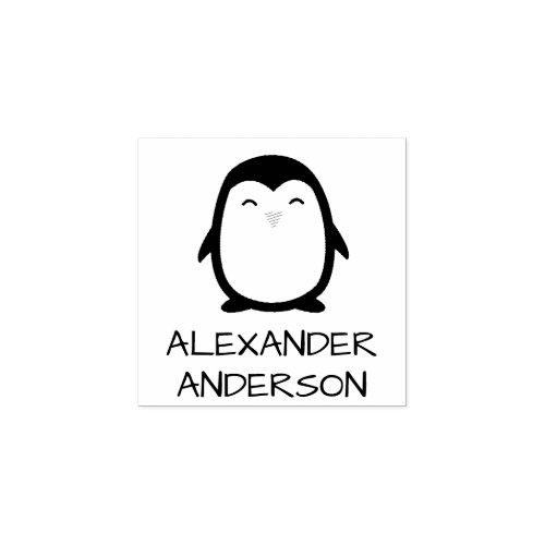 Penguin Personalize Rubber Stamp