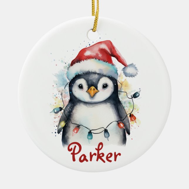 Penguin Personalized Christmas Ornament (Front)