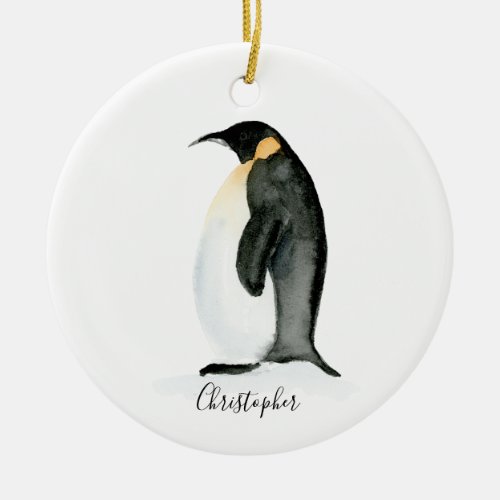 Penguin Personalized watercolor Ornament