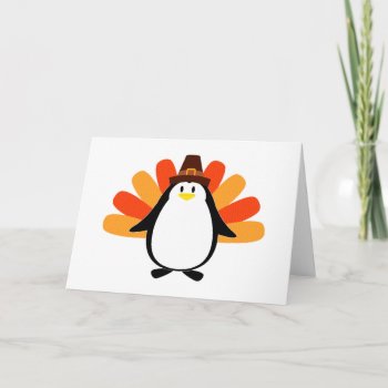 Penguin Pilgrim Turkey Mash-up Holiday Card by MGraphics at Zazzle