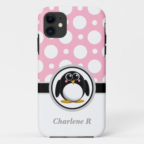 Penguin Pink Assorted Polka Dots iPhone 5 Case