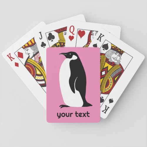 Penguin Pink Black White CUSTOM Animal Cute   Poker Cards