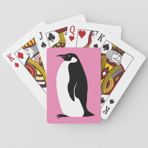 Penguin Pink Black White Playing Cards