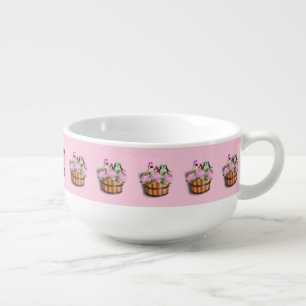 Penguin Pink Roses Happy Anniversary Soup Mug