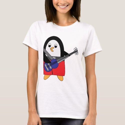 Penguin Playing Bass Guitar Cute T_Shirt