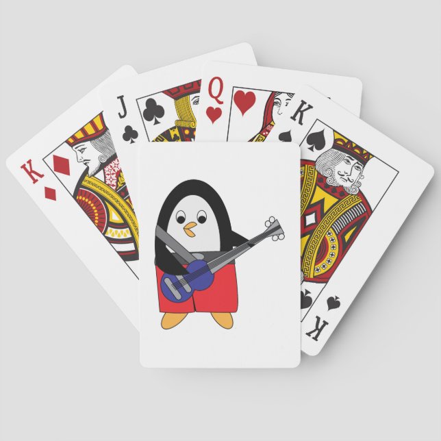 Penguin Playing Bass Guitar Poker Cards (Back)