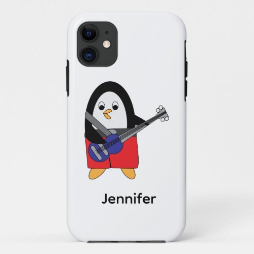 Penguin Playing Electric Bass Personalize iPhone 11 Case