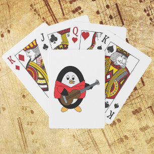 Penguin Playing Guitar Music Poker Cards