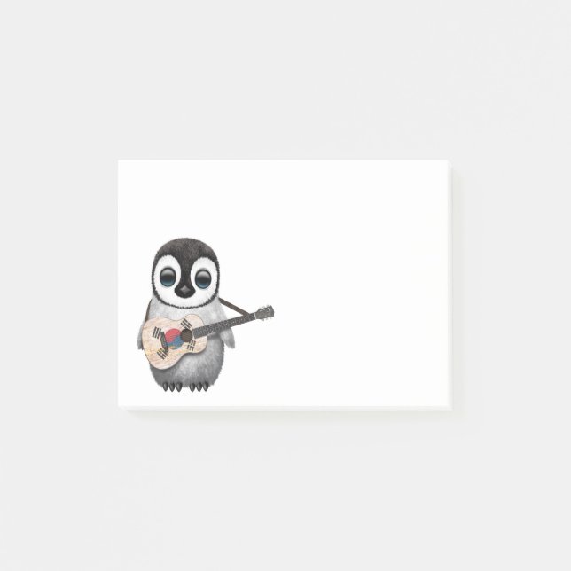 Penguin Playing South Korean Flag Guitar Post-it Notes (Front)