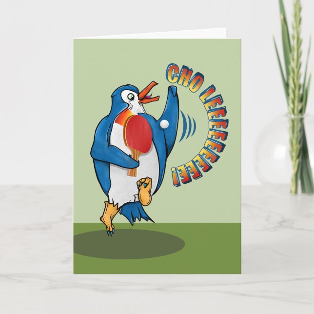 Penguin Playing table tennis Card (Front)