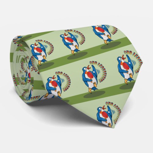 Penguin Playing table tennis cho le Neck Tie