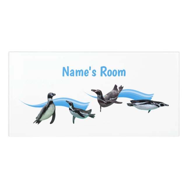 Penguin Pool Party Door Name Plate Sign (Classic Front)