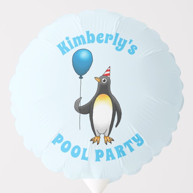 Penguin Pool Party Hat Balloon (Front)