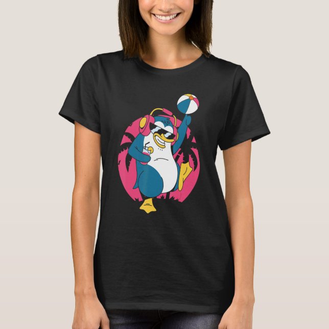 Penguin  Pool Party Inflatable Sphere Water Ball T-Shirt (Front)