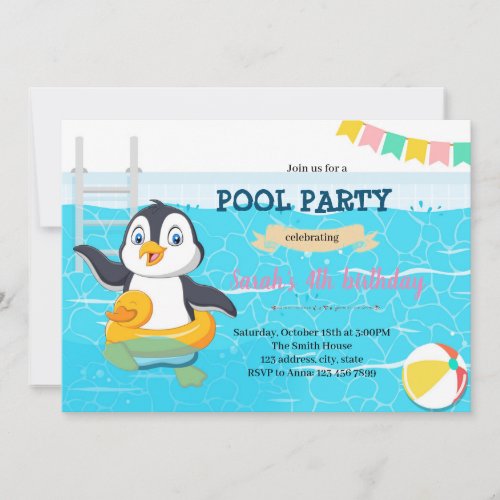 Penguin pool party invitation