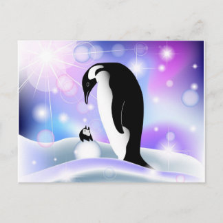 Penguin postcard and notecard for wishes