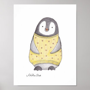 Penguin Poster Cute Happy Penguin Nursery Print