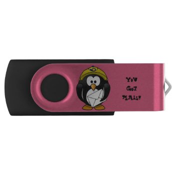 Penguin Postman Pink Usb Swivel Flash Drive by Shopia at Zazzle