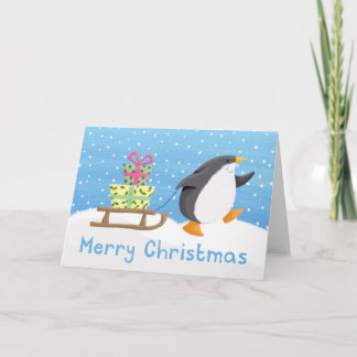 penguin presents holiday card