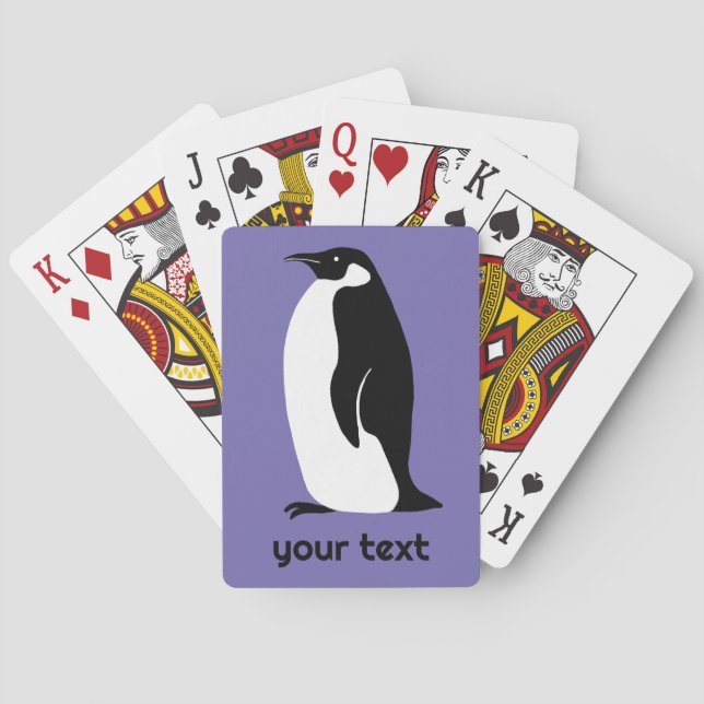 Penguin Purple Black White CUSTOM Animal Cute Poker Cards (Back)