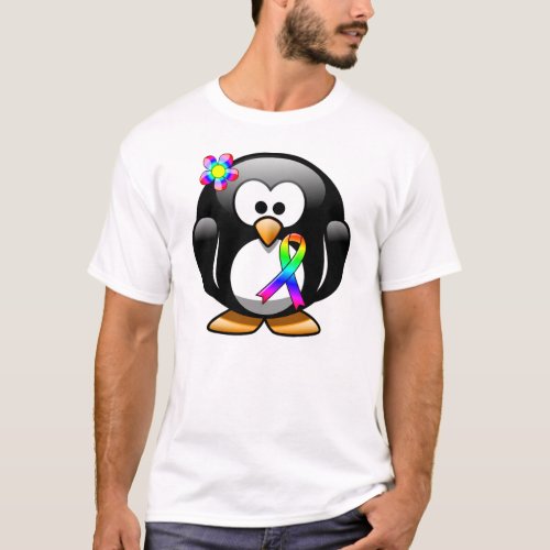 Penguin Rainbow Awareness Ribbon T_Shirt