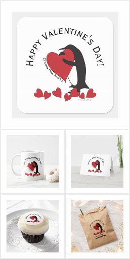 Penguin Red Heart Valentines Gifts and Party