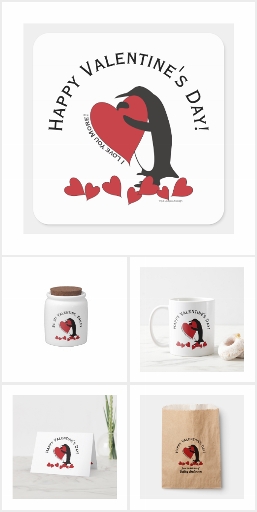 Penguin Red Heart Valentines Gifts for Him and Her