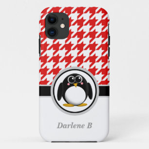 Penguin Red & White Houndstooth iPhone 5 Case