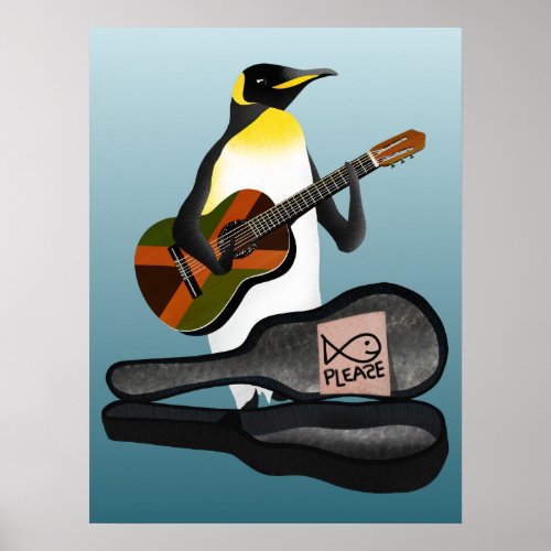 Penguin Reggae Guitar Poster