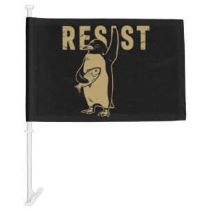 Penguin Resist Penguins Protest Against Tariffs Car Flag