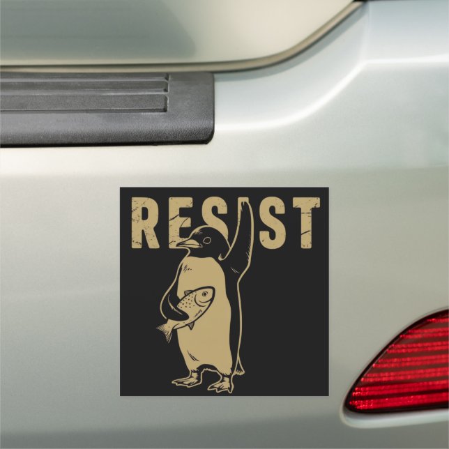 Penguin Resist Penguins Protest Against Tariffs Car Magnet (In Situ)