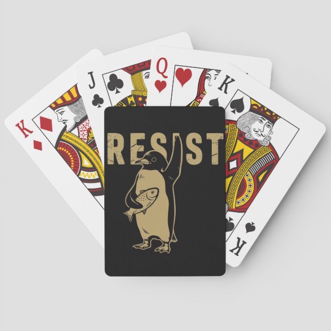 Penguin Resist Penguins Protest Against Tariffs Poker Cards (Back)