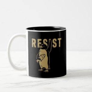 Penguin Resist Penguins Protest Against Tariffs Two-Tone Coffee Mug