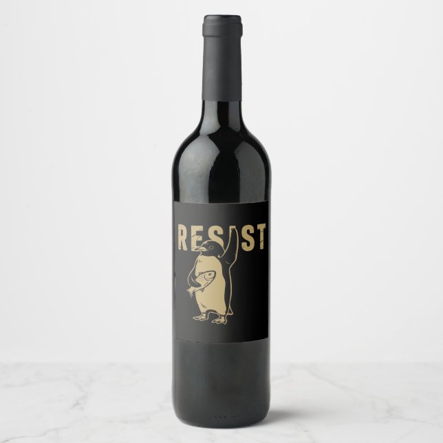 Penguin Resist Penguins Protest Against Tariffs Wine Label (Front)