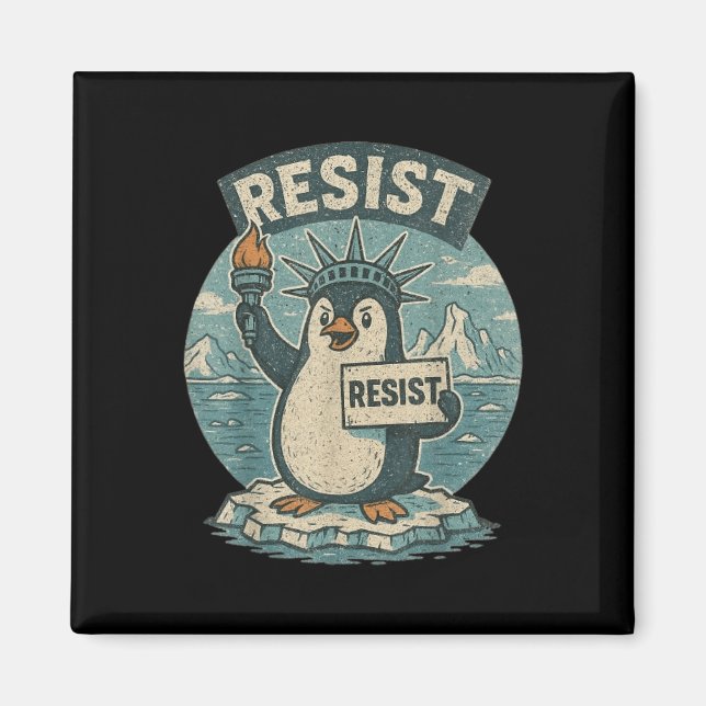 Penguin Resist Shirt Penguins Protest Funny Graphi Magnet (Front)