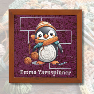 Penguin Retirement Gifts for Crocheter Mom Grandma Desk Organizer
