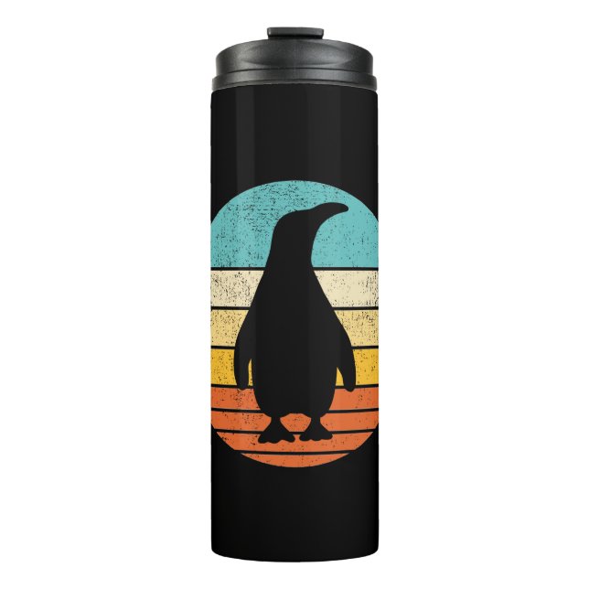 Penguin Retro Vintage Sunset Thermal Tumbler (Front)