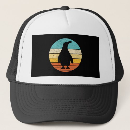 Penguin Retro Vintage Sunset Trucker Hat