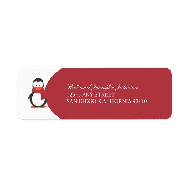 Penguin Return Address Labels-red Label (Front)