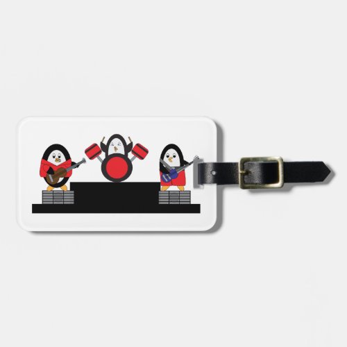 Penguin Rock and Roll Band Musicians Luggage Tag