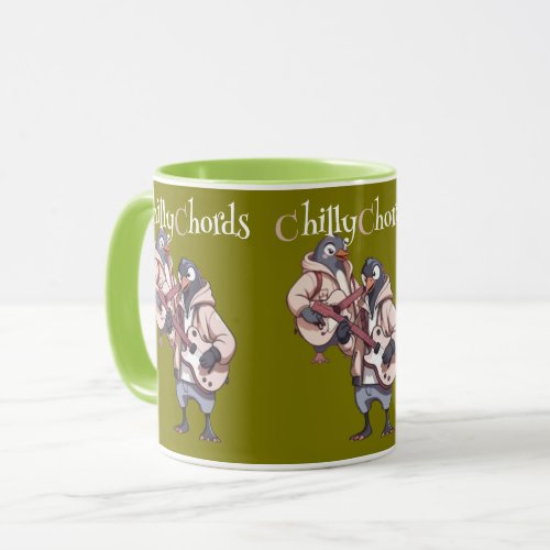 Penguin Rockers Strumming in the Snow Mug