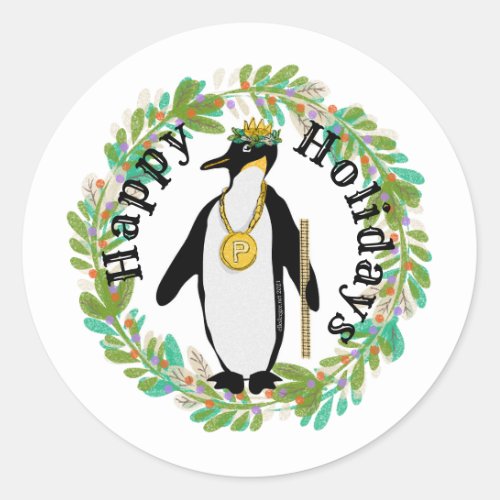 Penguin Ruler Wreath Sticker