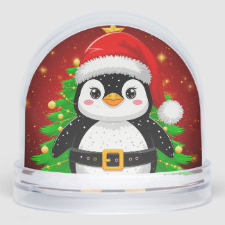 🐧 Penguin Santa Christmas Tree Holiday Fun ✨ Snow Globe