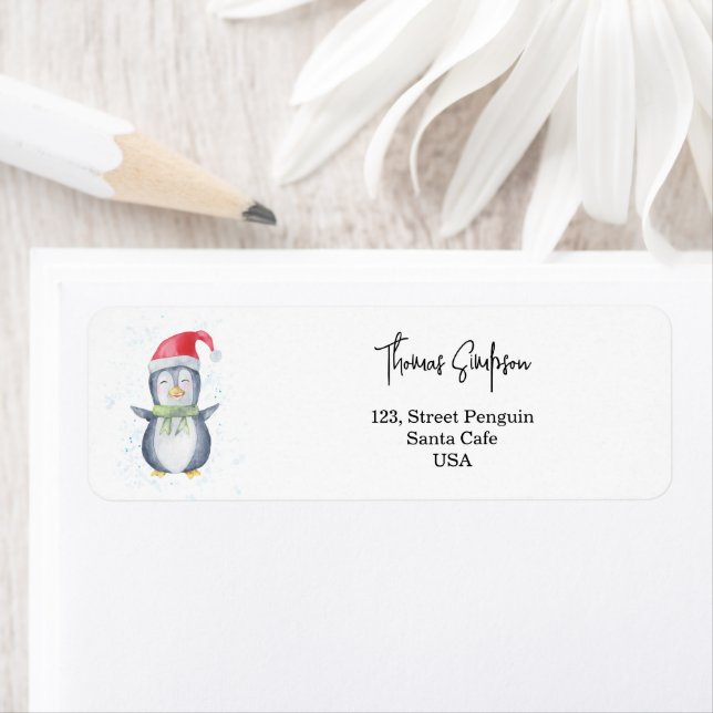 Penguin Santa Label (Insitu)