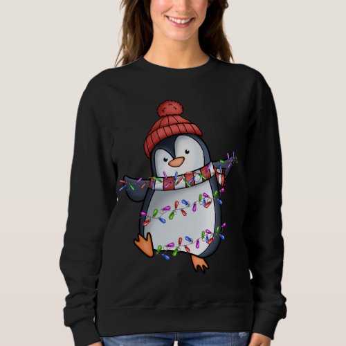 Penguin Santa Lights Christmas Pajamas Cute Pengui Sweatshirt