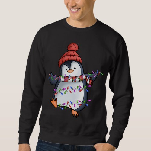 Penguin Santa Lights Christmas Pajamas Cute Pengui Sweatshirt