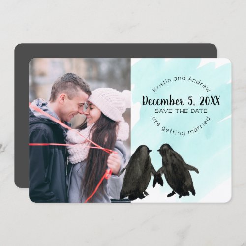 Penguin Save the Date Photo Invitation