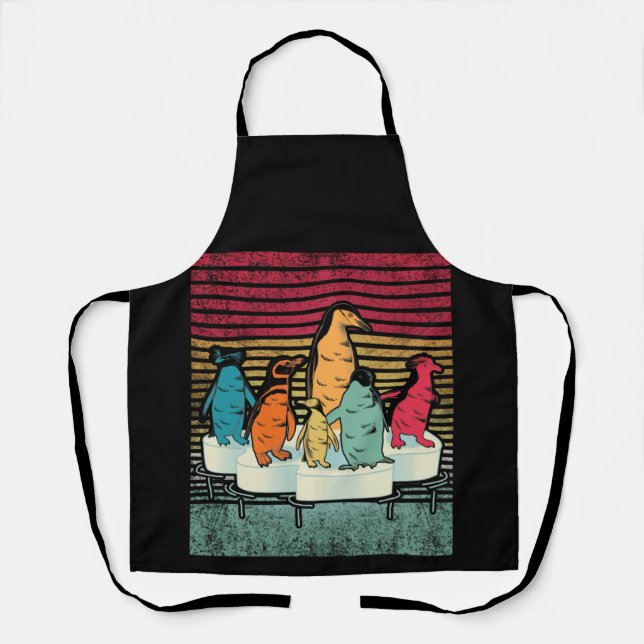 Penguin Shirt Vintage Retro Style Penguin Apron (Front)