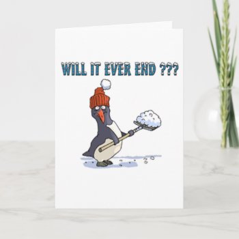 Penguin Shoveling Holiday Card by Unique_Christmas at Zazzle