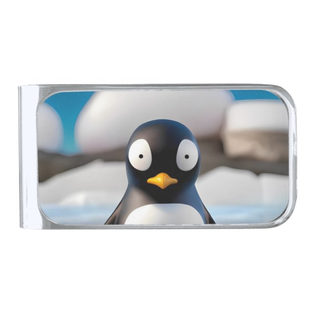 Penguin Silver Finish Money Clip (Front)